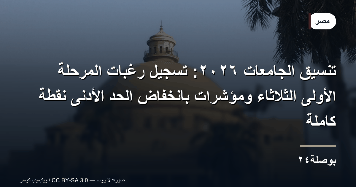 تنسيق الجامعات ٢٠٢٦: تسجيل رغبات المرحلة الأولى الثلاثاء ومؤشرات بانخفاض الحد الأدنى نقطة كاملة